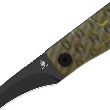 Kizer Kiwami Folding Knife Yellow PEI Handle BD1N Hawkbill Plain Edge Black PVD Blade V3809SH2