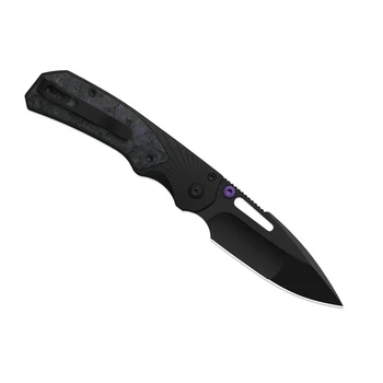 Kizer Durandal Folding Knife Black Aluminum/FatCarbon Black-Dark Matter Handle S35VN Drop Point Plain Edge Black PVD Finish K3765BD1
