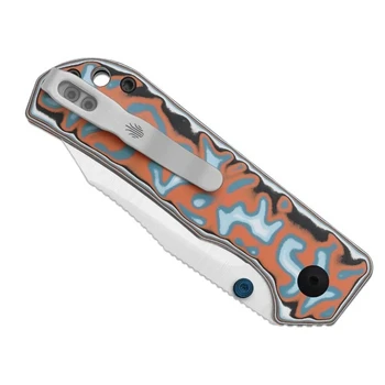 Kizer Nice Guy Folding Knife Multicolored Vortex Pattern Micarta Handle AEB-L Clip Point Plain Edge Satin Finish V3011BCA2