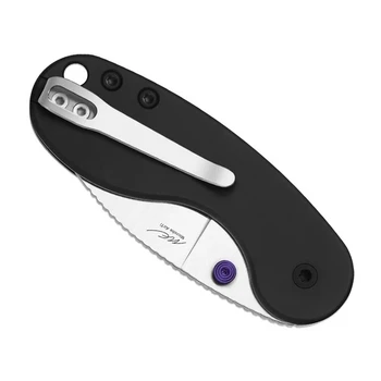 Kizer Microbe DSJ AirTi Folding Knife Black Aluminum Handle S35VN Drop Point Plain Edge Satin Finish Ki2742DSJA1