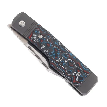 Jack Wolf Gunslinger Jack Folding Knife Fat Carbon Nebula Handle S90V Plain Edge Belt Satin Finish