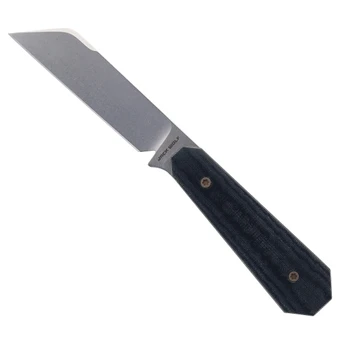 Jack Wolf Midnight FIXedc Fixed Blade Knife Black Linen Micarta Handle S90V Plain Edge Stonewash Finish