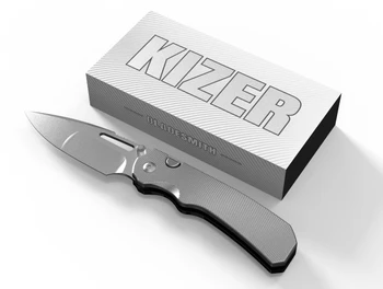 (Arriving in November) Exclusive Kizer Durandal Folding Knife Textured Titanium Handle S35VN Satin Blade K3765BDE3