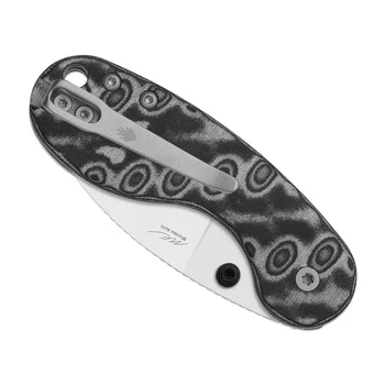 Kizer Microbe DSJ AirTi Folding Knife Black/White Vortex Pattern Micarta Handle 14C28N Drop Point Plain Edge Satin Finish V2742DSJA2