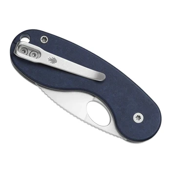 Kizer Microbe TSJ AirTi Folding Knife Blue Canyon Richlite Handle 14C28N Drop Point Plain Edge Stonewash Finish V2742TSJA2