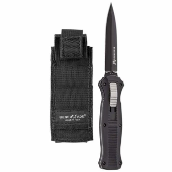 (Lightly Used) Open Box Benchmade Infidel OTF Knife Black Aluminum Handle Spear Point Plain D2 Blade 3300BLK