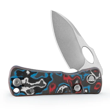 Trivisa Andromeda Pro-RL Folding Knife Multicolor Fat Carbon Handle N690 Drop Point Plain Edge Stonewash Finish