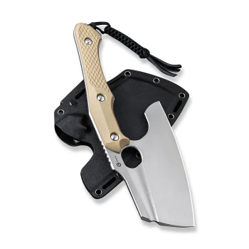 Civivi Aratra Fixed Blade Knife Tan G10 Handle D2 Cleaver Plain Edge Stonewash Finish C21041-3