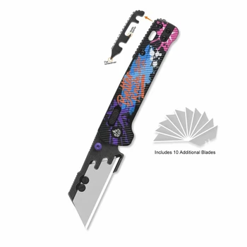 QSP Penguin Workmate Folding Knife Black/Graffiti Edition FRN Handle Stainless Steel Sheepsfoot Plain Edge QS130UT-GRA