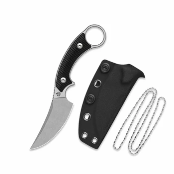 QSP Baby Viper Fixed Blade Knife Black G10 Handle 10Cr15MoV Clip Point QS178-A1