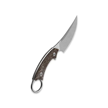 QSP Baby Viper Fixed Blade Knife Glow-in-the-Dark Micarta Handle 10Cr15MoV Clip Point Plain Edge Stonewash Finish QS178-B1