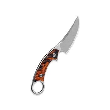 QSP Baby Viper Fixed Blade Knife Tortoise Resin Handle 10Cr15MoV Clip Point Plain Edge Stonewash Finish QS178-C1