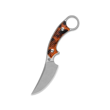 QSP Baby Viper Fixed Blade Knife Tortoise Resin Handle 10Cr15MoV Clip Point Plain Edge Stonewash Finish QS178-C1