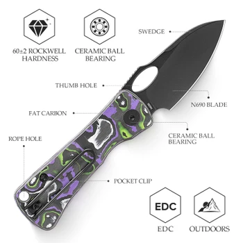 Trivisa Andromeda Pro-PG Folding Knife Multicolor Fat Carbon Handle N690 Drop Point Plain Edge Black PVD Finish
