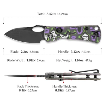 Trivisa Andromeda Pro-PG Folding Knife Multicolor Fat Carbon Handle N690 Drop Point Plain Edge Black PVD Finish