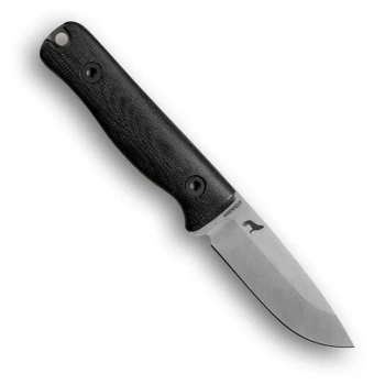 Reiff Knives F3 EDC Fixed Blade Knife Black Canvas Micarta CPM MagnaCut Drop Point Plain Edge Stonewash Finish F3119BCMB LKA