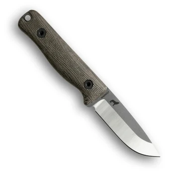 Reiff Knives F3 EDC Fixed Blade Knife Green Canvas Micarta Handle MagnaCut Drop Point Plain Edge Two-Tone Finish F311EGCMB