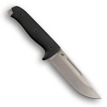 Reiff Knives Vicon Fixed Blade Knife Black Canvas Micarta Handle MagnaCut Clip Point Plain Edge Stonewash Finish VN119BCMB LKA