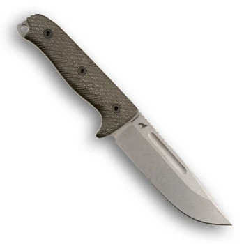 Reiff Knives Vicon Fixed Blade Knife Green Canvas Micarta Handle MagnaCut Clip Point Plain Edge Stonewash Finish VN119GCMB LKA