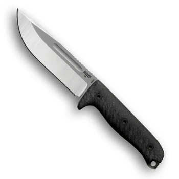 Reiff Knives Vicon Fixed Blade Knife Black Canvas Micarta Handle MagnaCut Clip Point Plain Edge Two-Tone Finish VN11EBCMB LKA