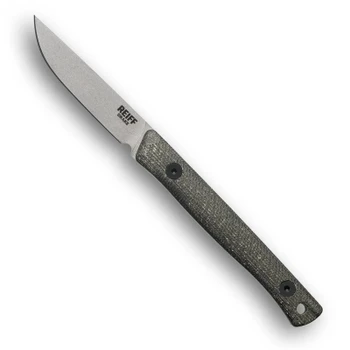 Reiff Knives Drake Fixed Blade Knife Green Micarta Handle Full Flat Grind MagnaCut Drop Point Plain Edge Stonewash Finish DK319GCMB LKA