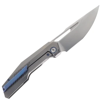 Ketuo Overclock P Folding Knife Gray Titanium Handle Plain Edge Bead Blast Finish 