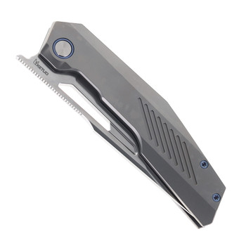 Ketuo Overclock P Folding Knife Gray Titanium Handle Plain Edge Bead Blast Finish 
