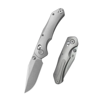 KB Coronado Folding Knife Sandblast Titanium Handle Vanax Clip Point Plain Edge Belt Satin Finish KB466A