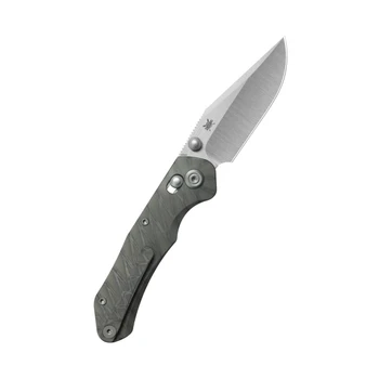 KB Coronado Folding Knife Flame Anodized Titanium Handle Vanax Clip Point Plain Edge Belt Satin Finish KB466B