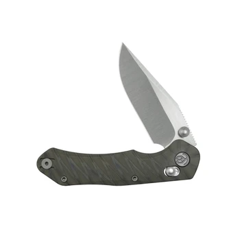 KB Coronado Folding Knife Flame Anodized Titanium Handle Vanax Clip Point Plain Edge Belt Satin Finish KB466B