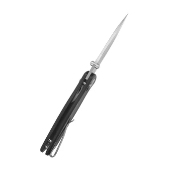 Kubey Pebble Folding Knife Black G10 Handle 14C28N Drop Point Plain Edge Satin Blade KU481A