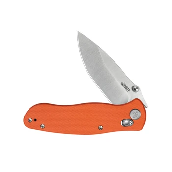Kubey Pebble Folding Knife Orange G10 Handle 14C28N Drop Point Plain Edge Satin Blade KU481B