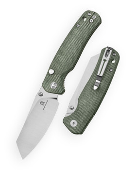 Bestechman Cicada's Wing-TL Top Liner Lock Folding Knife Green Micarta Handle 3.15" Satin 10Cr15CoMoV Sheepsfoot BMK24-M-2