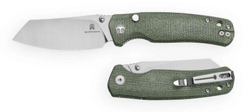 Bestechman Cicada's Wing-TL Top Liner Lock Folding Knife Green Micarta Handle 3.15" Satin 10Cr15CoMoV Sheepsfoot BMK24-M-2