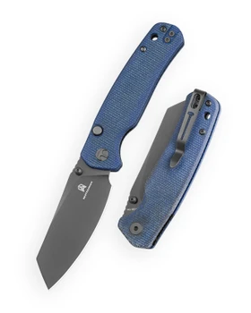 Bestechman Cicada's Wing-TL Top Liner Lock Folding Knife Blue Micarta Handle 3.15" Black PVD 10Cr15CoMoV Sheepsfoot BMK24-M-4