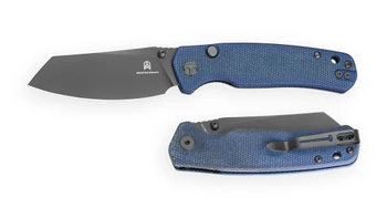 Bestechman Cicada's Wing-TL Top Liner Lock Folding Knife Blue Micarta Handle 3.15" Black PVD 10Cr15CoMoV Sheepsfoot BMK24-M-4