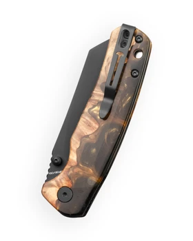 Bestechman Cicada's Wing-TL Top Liner Lock Folding Knife Wood/Black/Gold Resin Handle 3.15"Black PVD Blade BMK24-W-2