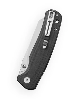 Bestechman Cicada's Wing-TL Folding Knife Black G10 Handle 10Cr15CoMoV Plain Edge Satin Finish BMK24B