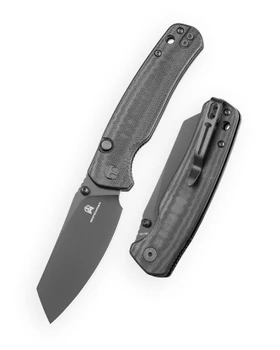 Bestechman Cicada's Wing-TL Folding Knife Black G10 Handle 10Cr15CoMoV Plain Edge Black PVD Finish BMK24E