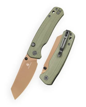 Bestechman Cicada's Wing-TL Top Liner Lock Folding Knife OD Green G10 Handle 3.15" Gold PVD Blade BMK24H