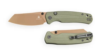 Bestechman Cicada's Wing-TL Top Liner Lock Folding Knife OD Green G10 Handle 3.15" Gold PVD Blade BMK24H