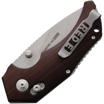 Willumsen Copenhagen Red E Folding Knife Rosewood Handle 14C28N Plain Edge Stonewash Finish WLMRE21SWD