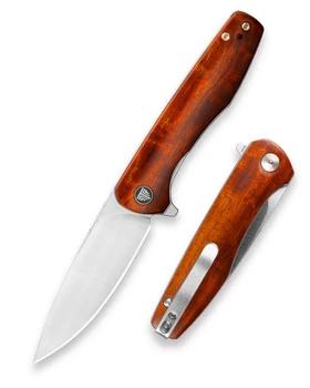 Trivisa Hummingbird-IW/P Folding Knife Ironwood Handle M390 Spey Point Plain Edge Satin Finish With Sheath