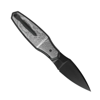 Molsect Yuppie Folding Knife DLC Titanium/Silver Crystal Timascus Handle M390 Modified Spear Point Plain Edge DLC Finish MUC455DS