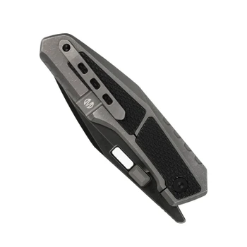 Molsect Folding Knife Gray/Black Titanium Handle 20CV Plain Edge Stonewash/PVD Finish