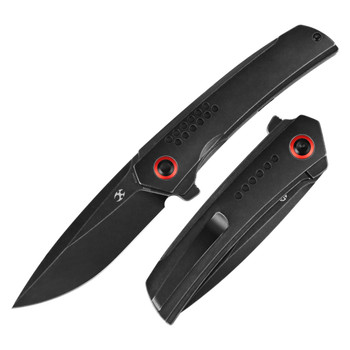 Kansept Tracer Folding Knife Blackwash Titanium Handle 3.5" Blackwash S35VN Drop Point Plain Edge K1115A2