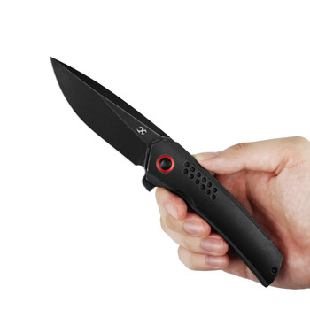 Kansept Tracer Folding Knife Blackwash Titanium Handle 3.5" Blackwash S35VN Drop Point Plain Edge K1115A2