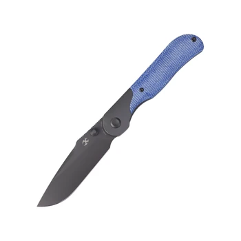 Kansept Lichen Folding Knife Blue Micarta Handle 3.0" Gray TiCN Coated 154CM Drop Point Plain Edge T2091A2