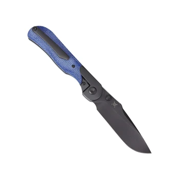 Kansept Lichen Folding Knife Blue Micarta Handle 3.0" Gray TiCN Coated 154CM Drop Point Plain Edge T2091A2