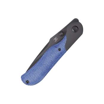 Kansept Lichen Folding Knife Blue Micarta Handle 3.0" Gray TiCN Coated 154CM Drop Point Plain Edge T2091A2